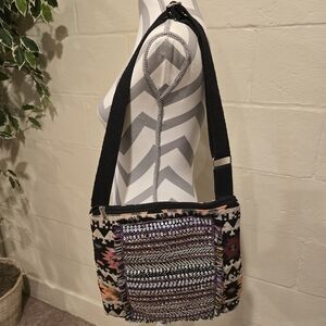 Coco + Carmen Crossbody Beaded Tribal Aztec Boho Adjustable Strap Multicolor.